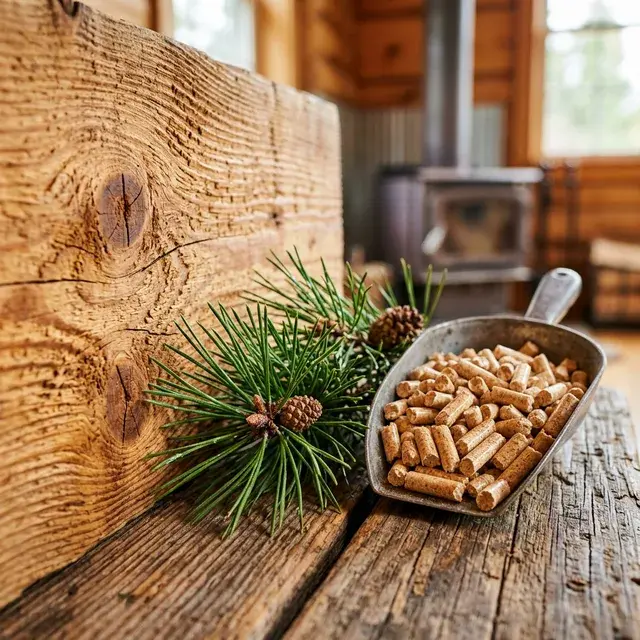 Rich pine wood textures and fresh pine needles